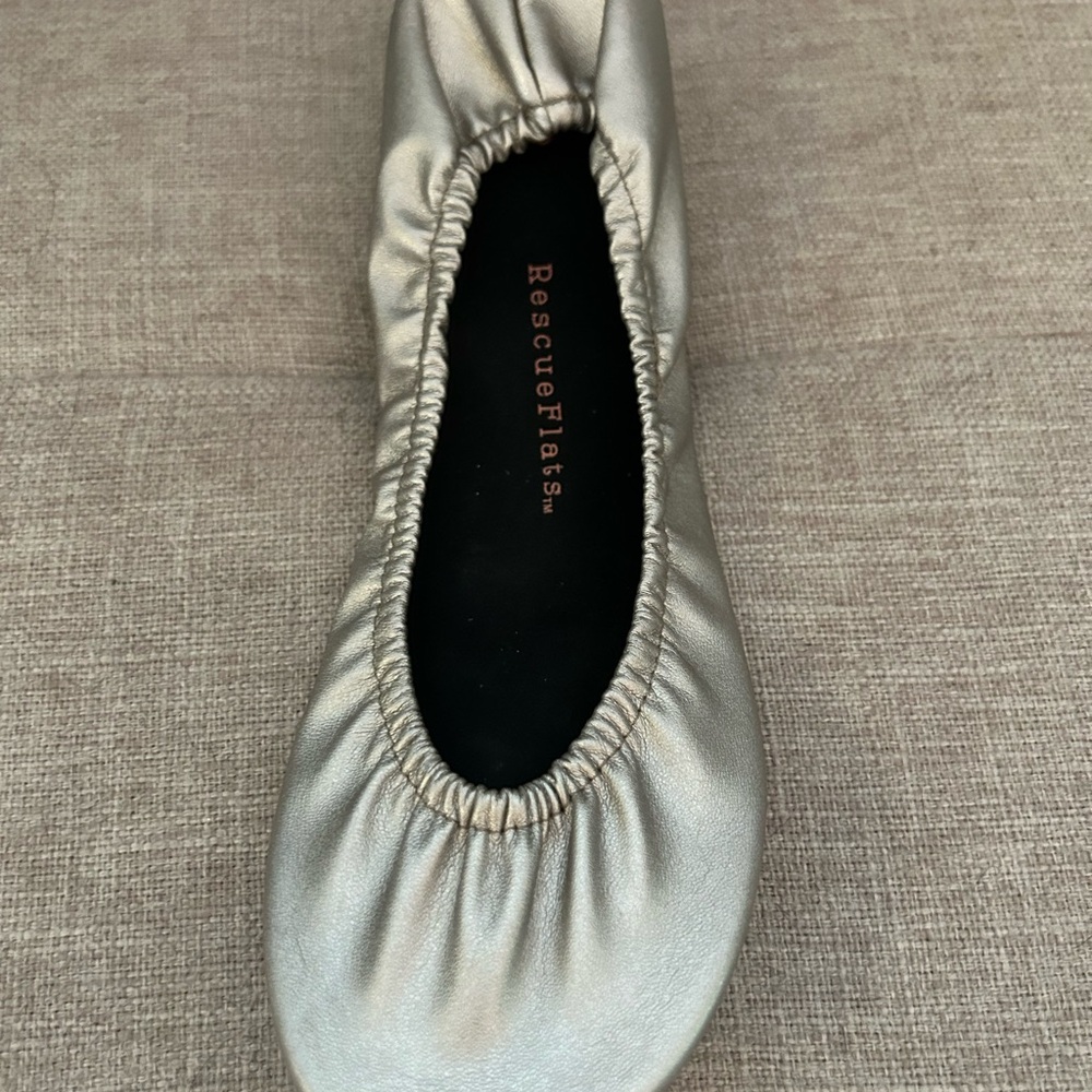 Women's Foldable Silver Ballet Flats